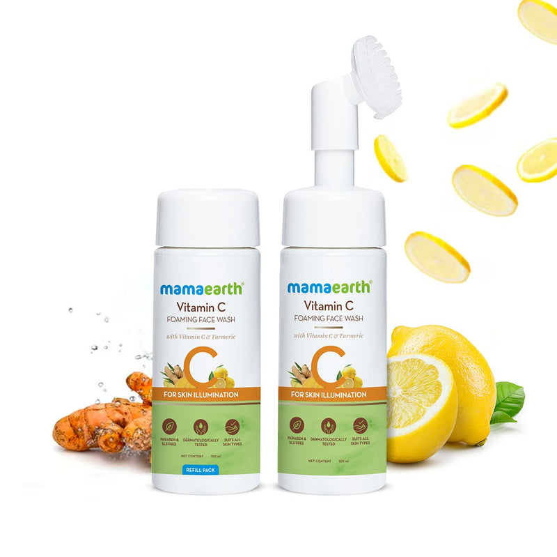 Mamaearth Vitamin C Foaming Face Wash Combo Pack with Refill, 150ml + 150ml - Buy from Indicrest