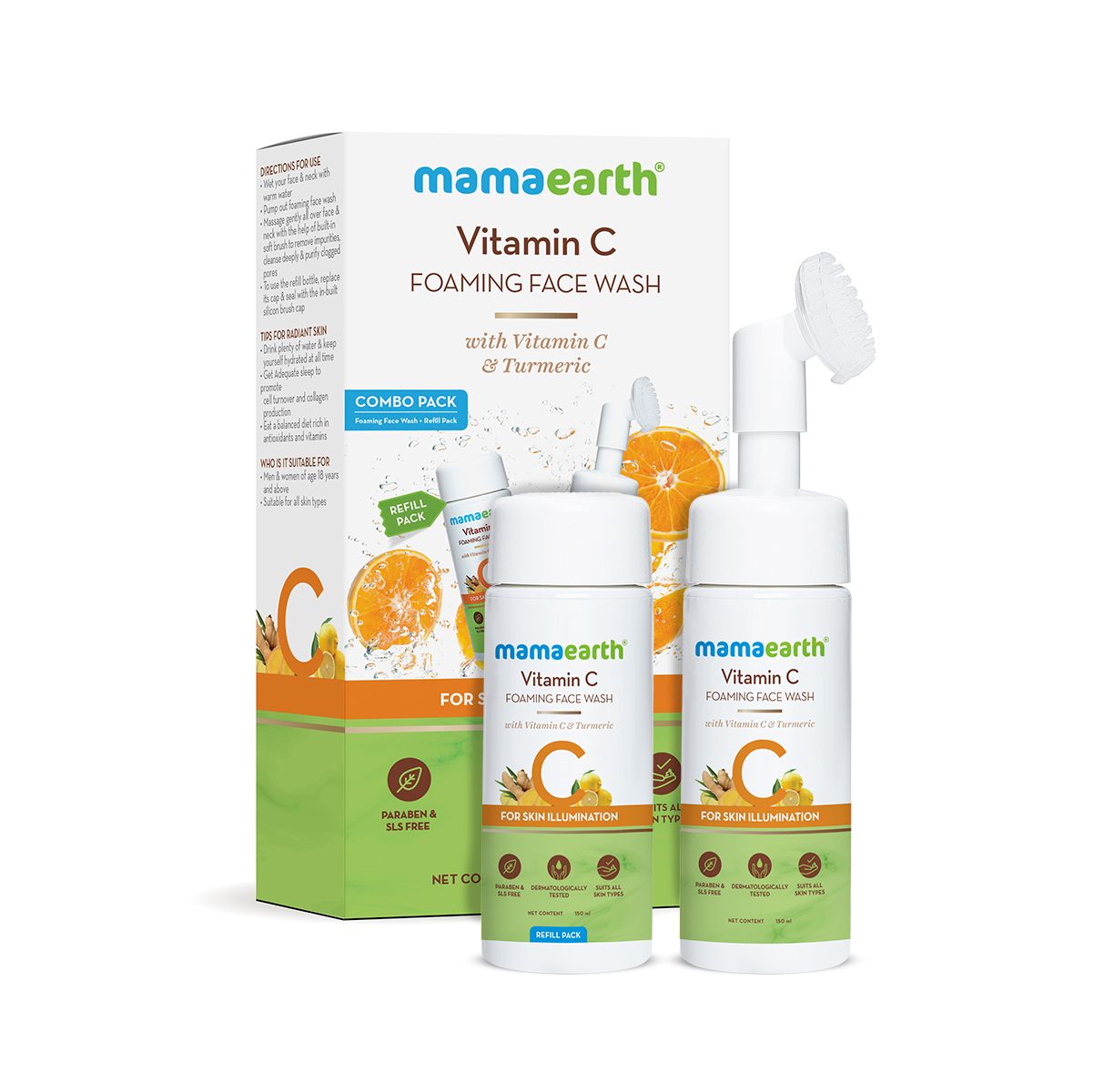 Mamaearth Vitamin C Foaming Face Wash Combo Pack with Refill, 150ml + 150ml - Image 7 - Buy from Indicrest