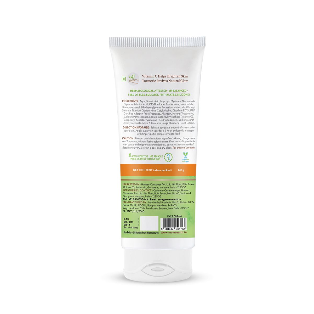 Mamaearth Vitamin C Daily Glow Face Cream With Vitamin C & Turmeric for Skin Illumination, 80g - Image 8 - Buy from Indicrest
