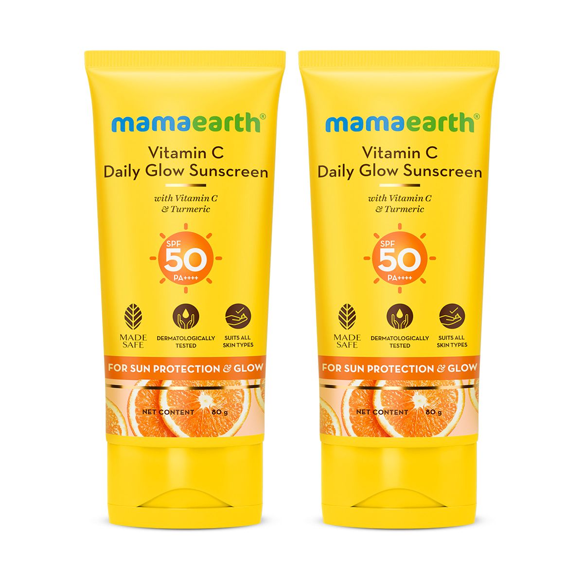 Mamaearth Vitamin C Daily Glow Sunscreen SPF 50 PA++++, Pack of 2 X 80g - Buy from Indicrest