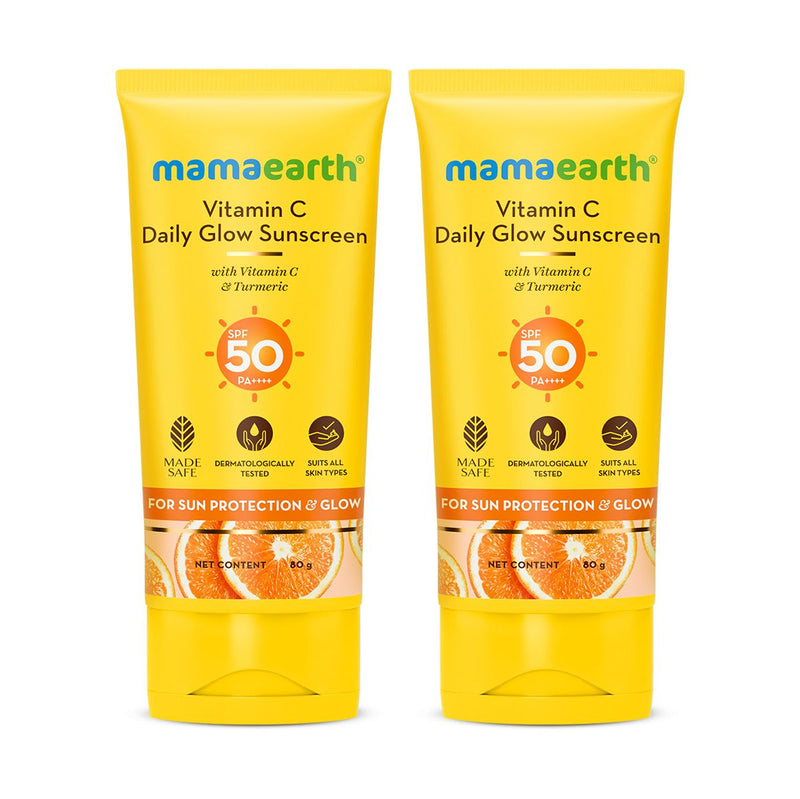 Mamaearth Vitamin C Daily Glow Sunscreen SPF 50 PA++++, Pack of 2 X 80g - Buy from Indicrest