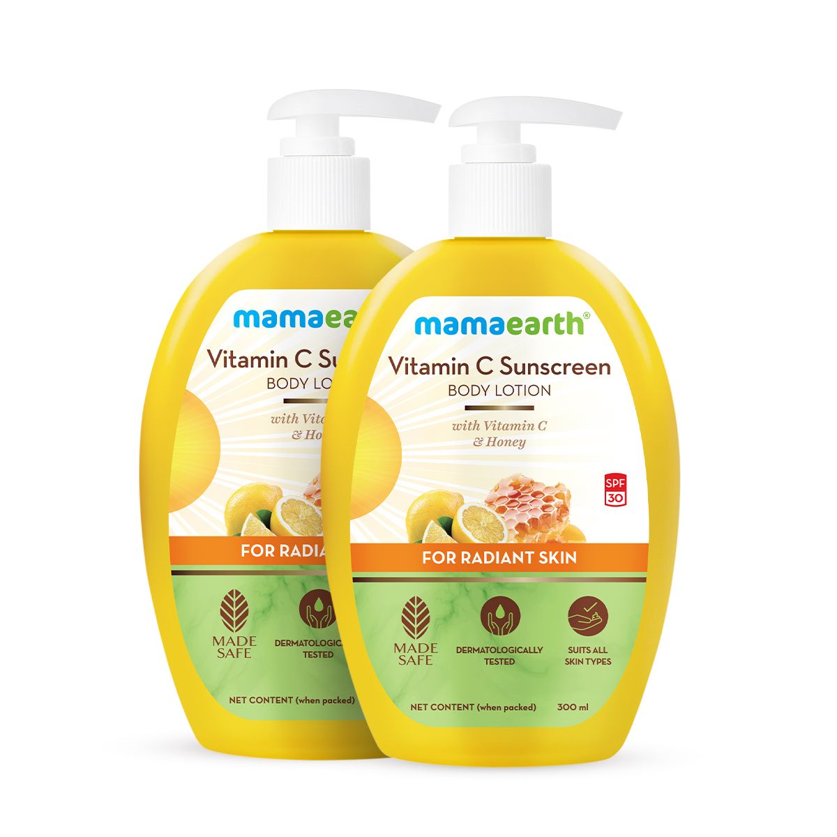 Mamaearth Sunscreen Body Lotion with SPF 30, 300ml | Vitamin C, Pack of 2 - Buy from Indicrest