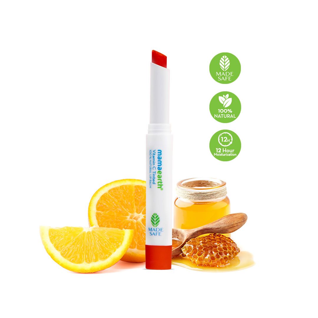 Mamaearth Vitamin C Tinted 100% Natural Lip Balm with Vitamin C & Honey, 2g - Buy from Indicrest