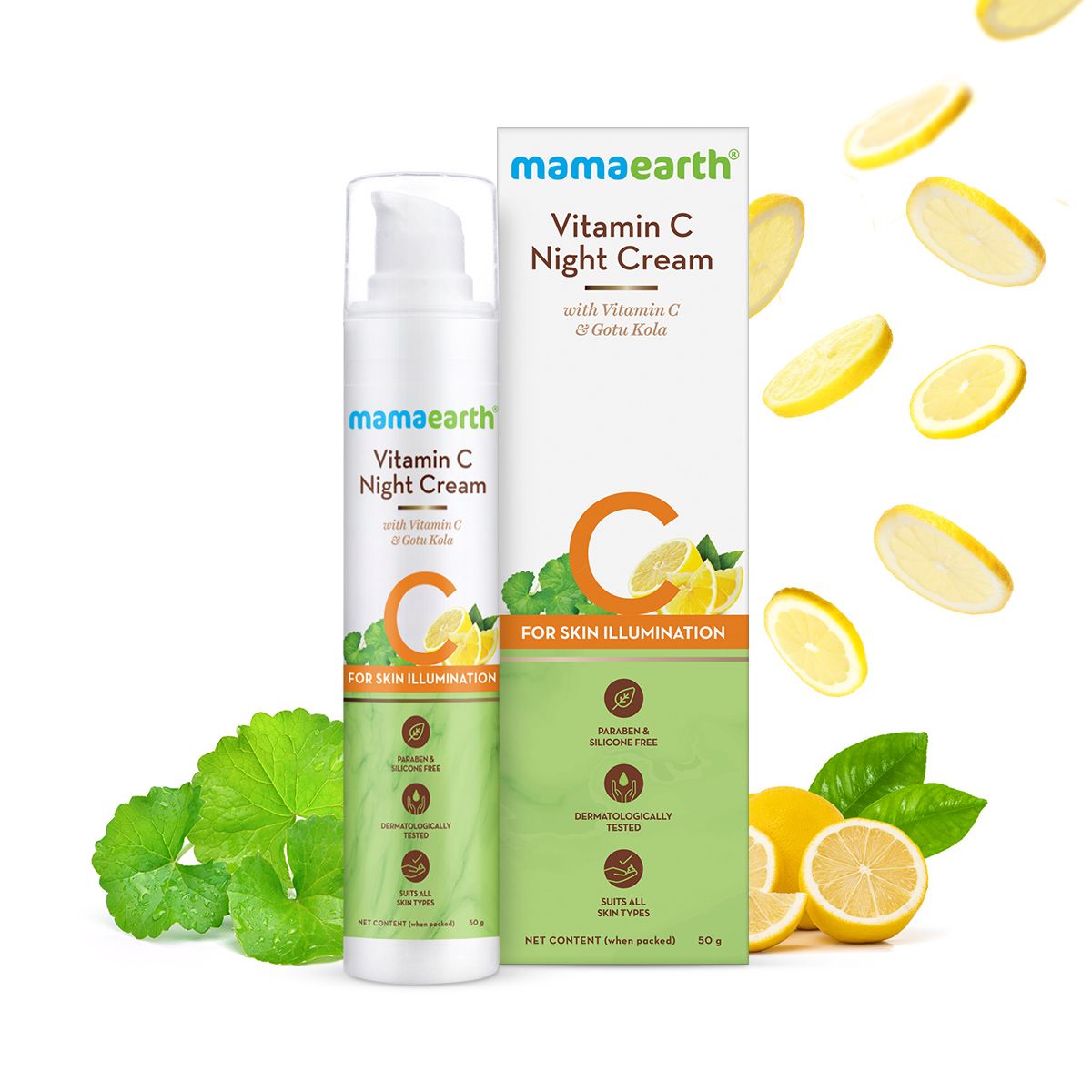 Mamaearth Vitamin C Night Cream with Vitamin C and Gotu Kola for Skin Illumination, 50g - Buy from Indicrest