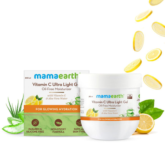 Mamaearth Vitamin C Ultra Light Gel Oil-Free Moisturizer with Vitamin C and Aloe Vera Water for Glowing Hydration, 200ml - Buy from Indicrest