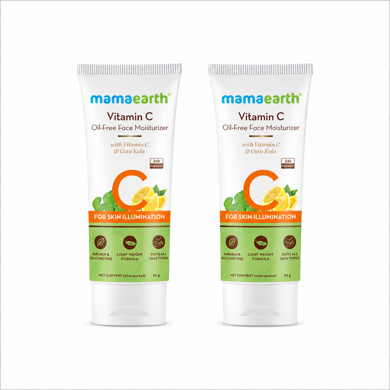 Mamaearth Vitamin C Oil-Free Moisturizer For Face with Vitamin C and Gotu Kola for Skin Illumination, Pack of 2 X 80g - Buy from Indicrest