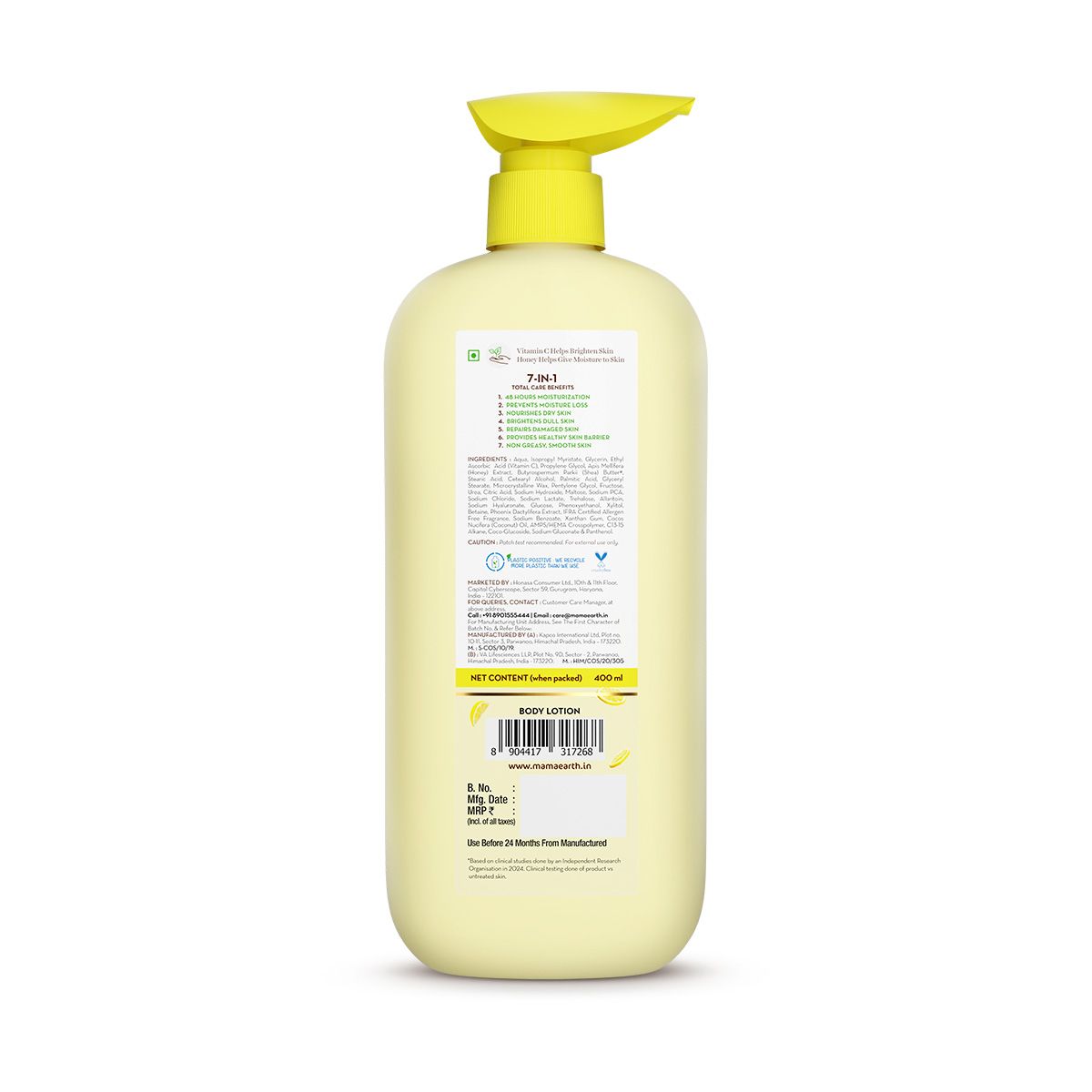 Mamaearth Vitamin C Daily Glow Body Lotion For Skin Brightening, 400ml - Image 8 - Buy from Indicrest