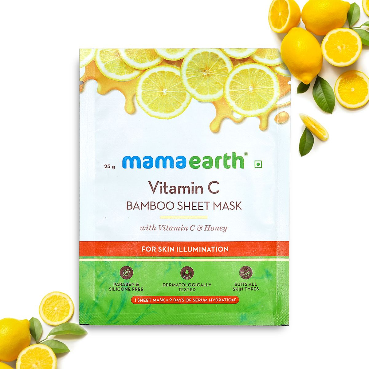 Mamaearth Vitamin C Bamboo Sheet Mask with Vitamin C and Honey for Skin Illumination, 25g - Buy from Indicrest