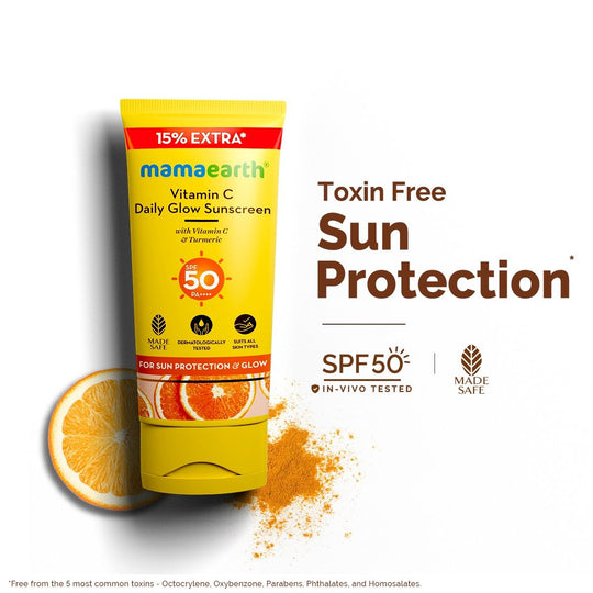 Mamaearth Vitamin C Daily Glow Sunscreen With Vitamin C & Turmeric for Sun Protection & Glow, 30g + 15% Extra (34.5 g) - Buy from Indicrest