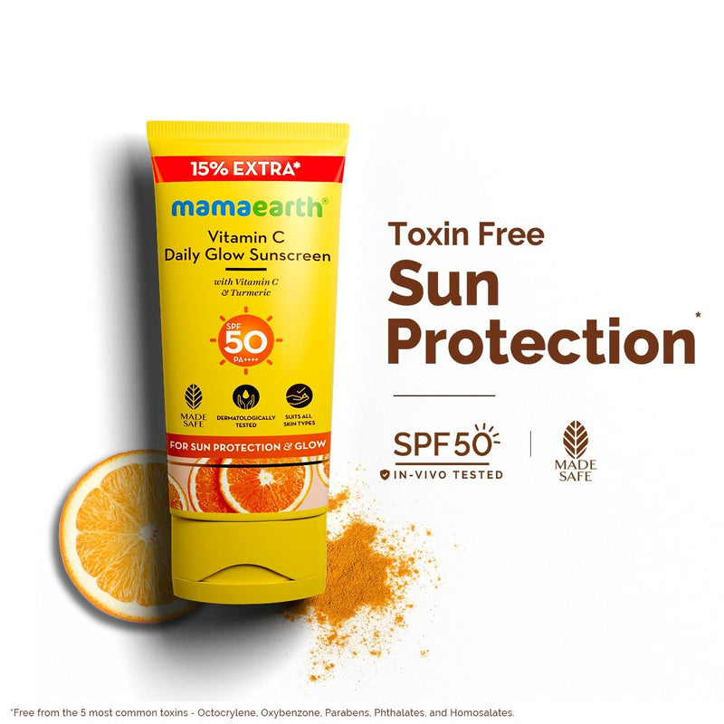 Mamaearth Vitamin C Daily Glow Sunscreen With Vitamin C & Turmeric for Sun Protection & Glow, 30g + 15% Extra (34.5 g) - Buy from Indicrest