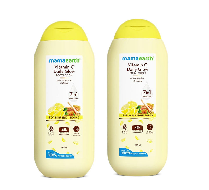 Mamaearth Vitamin C Daily Glow Body Lotion For Skin Brightening, Pack of 2 X 200ml - Buy from Indicrest