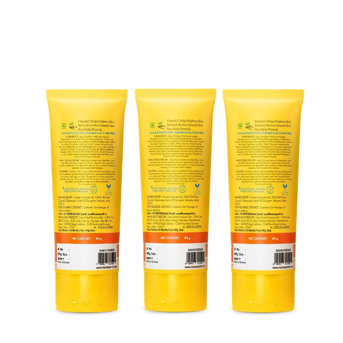 Mamaearth Vitamin C Daily Glow Sunscreen SPF 50 PA++++, Pack of 3 X 80g - Image 6 - Buy from Indicrest