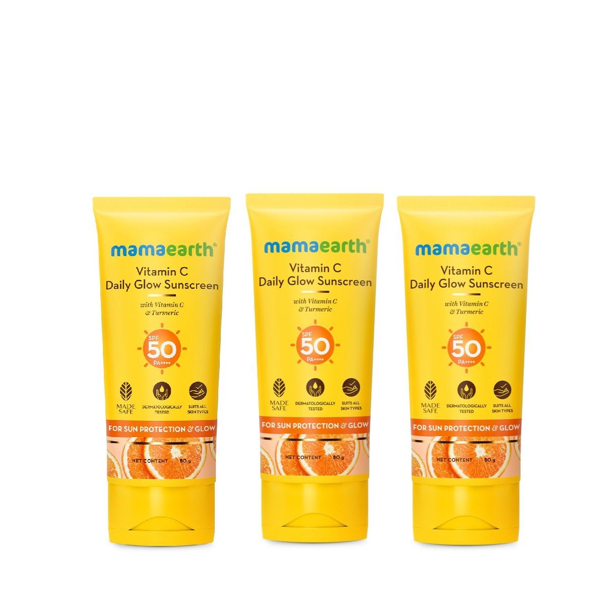 Mamaearth Vitamin C Daily Glow Sunscreen SPF 50 PA++++, Pack of 3 X 80g - Buy from Indicrest