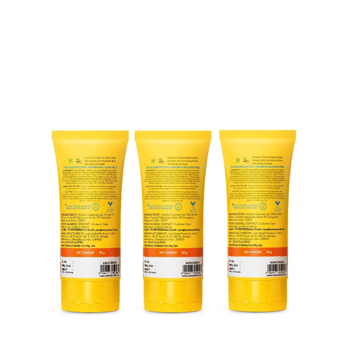 Mamaearth Vitamin C Daily Glow Sunscreen SPF 50 PA++++, 50g, Pack of 3 - Image 7 - Buy from Indicrest