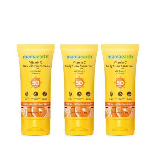 Mamaearth Vitamin C Daily Glow Sunscreen SPF 50 PA++++, 50g, Pack of 3 - Buy from Indicrest