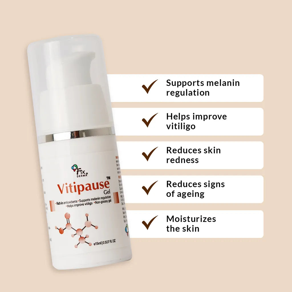 Fixderma Vitipause Gel | A pigment-regulating formula to improve vitiligo concerns, 15ml - Image 2 - Buy from Indicrest