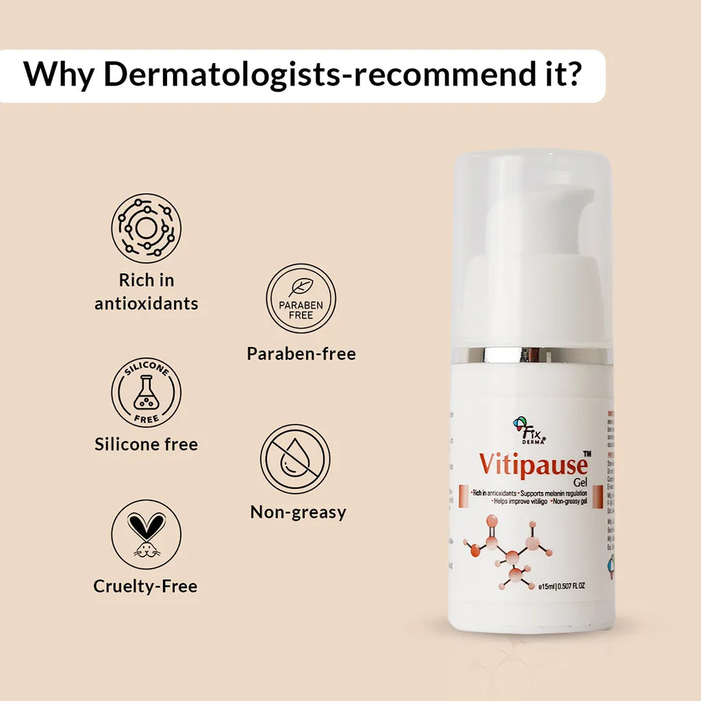 Fixderma Vitipause Gel | A pigment-regulating formula to improve vitiligo concerns, 15ml - Image 4 - Buy from Indicrest