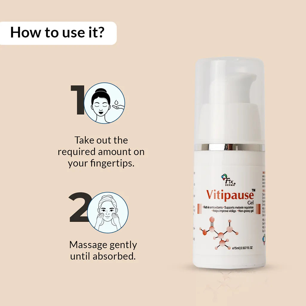 Fixderma Vitipause Gel | A pigment-regulating formula to improve vitiligo concerns, 15ml - Image 6 - Buy from Indicrest