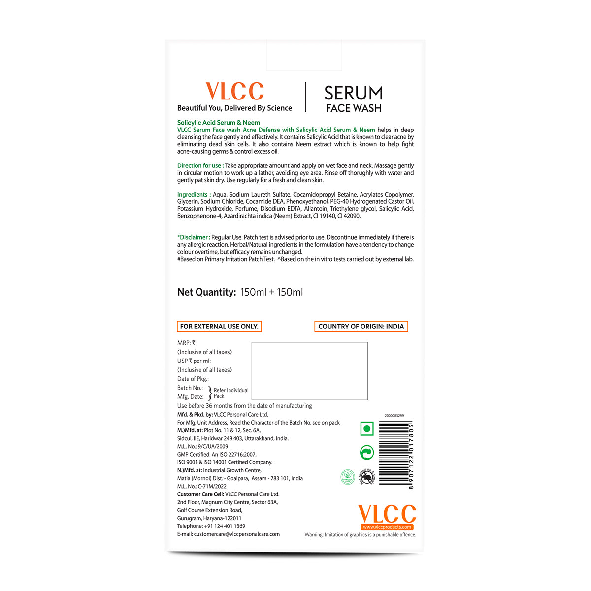 VLCC Acne Defense Serum Face Wash with Salicylic Acid Serum and Neem 300ml - B1G1 - Image 9 - Buy from Indicrest