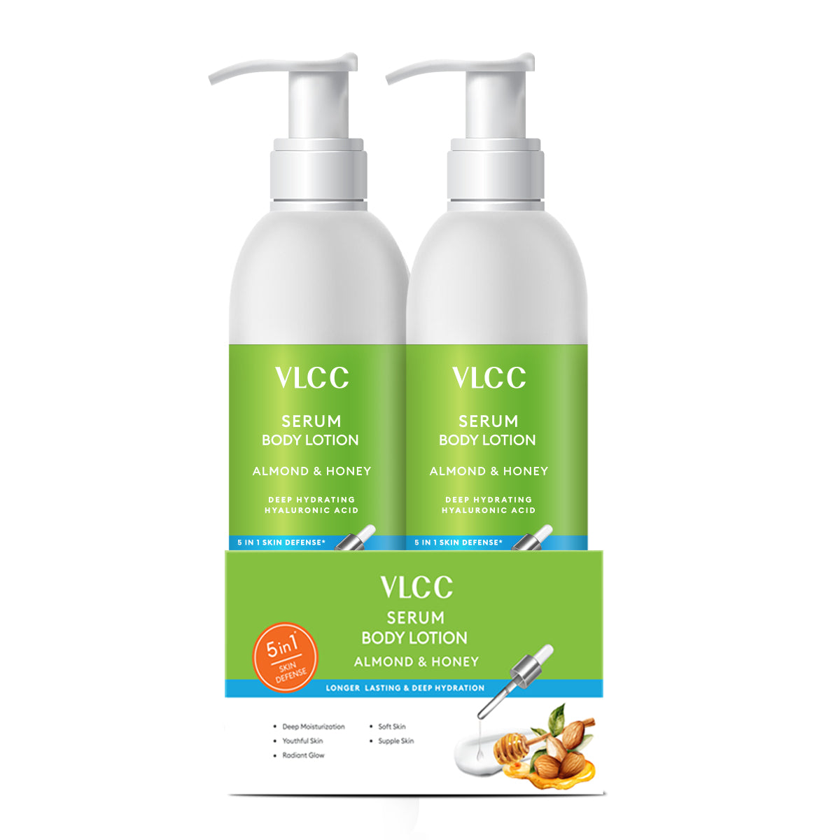 VLCC Almond and Honey Serum Body Lotion Combo - 600ml - B1G1 – Deep Hydration - Buy from Indicrest