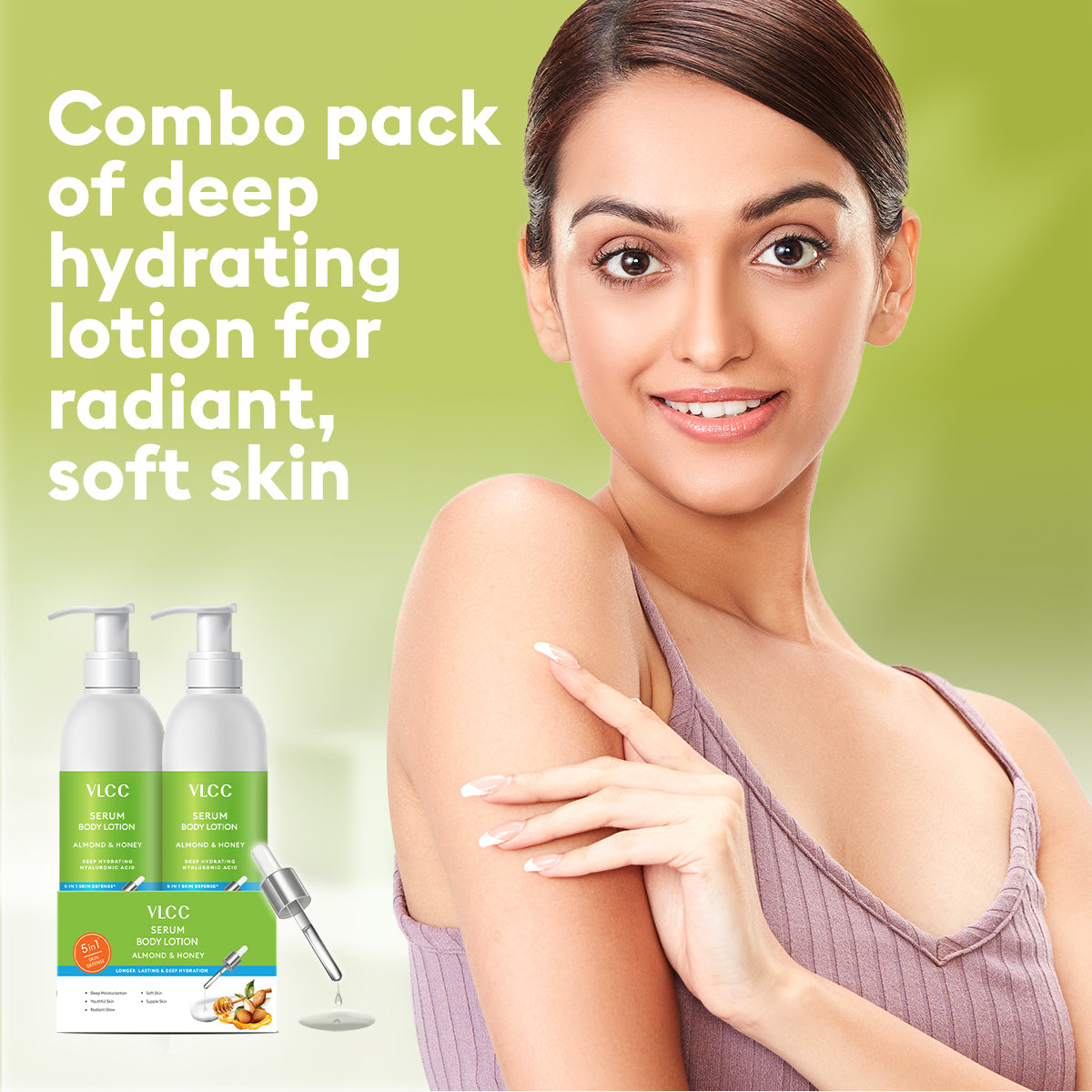 VLCC Almond and Honey Serum Body Lotion Combo - 600ml - B1G1 – Deep Hydration - Image 4 - Buy from Indicrest