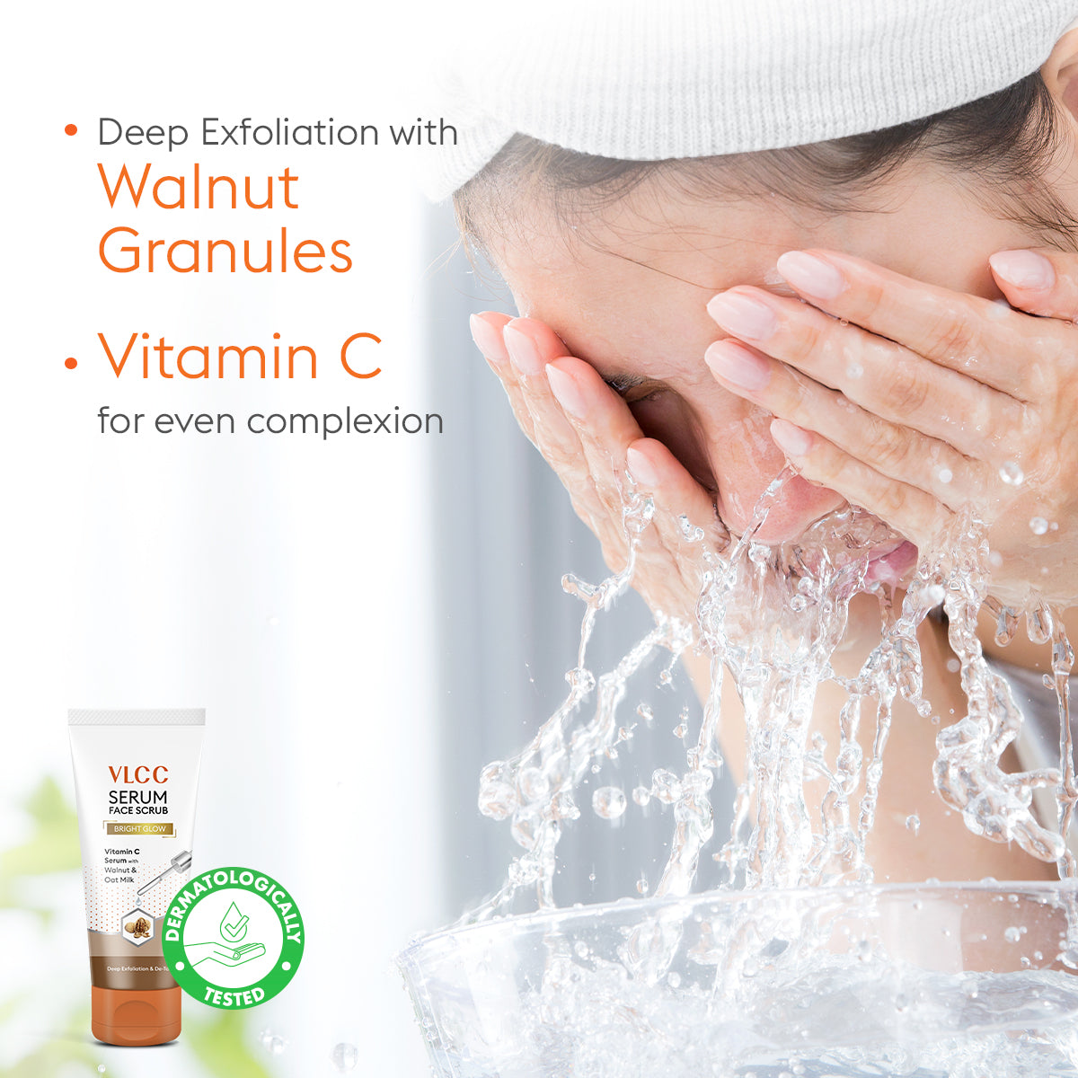 VLCC Bright Glow Scrub with Vitamin C Serum, Walnut and Oat Milk - 150 g - Image 3 - Buy from Indicrest