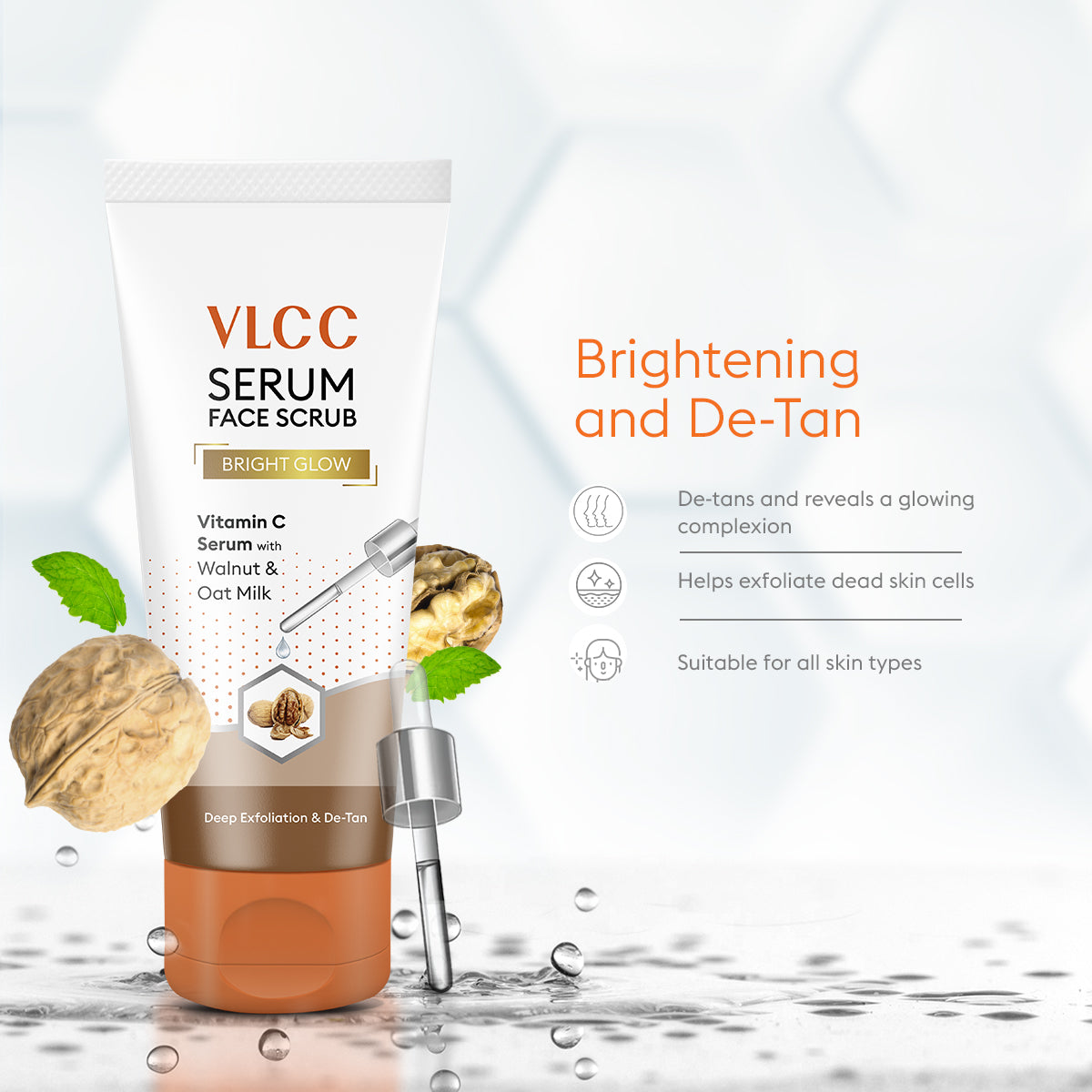 VLCC Bright Glow Scrub with Vitamin C Serum, Walnut and Oat Milk - 150 g - Image 5 - Buy from Indicrest