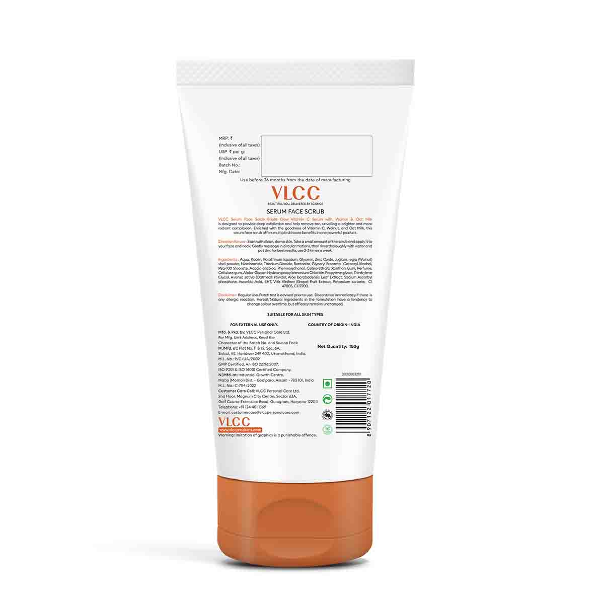 VLCC Bright Glow Scrub with Vitamin C Serum, Walnut and Oat Milk - 150 g - Image 9 - Buy from Indicrest