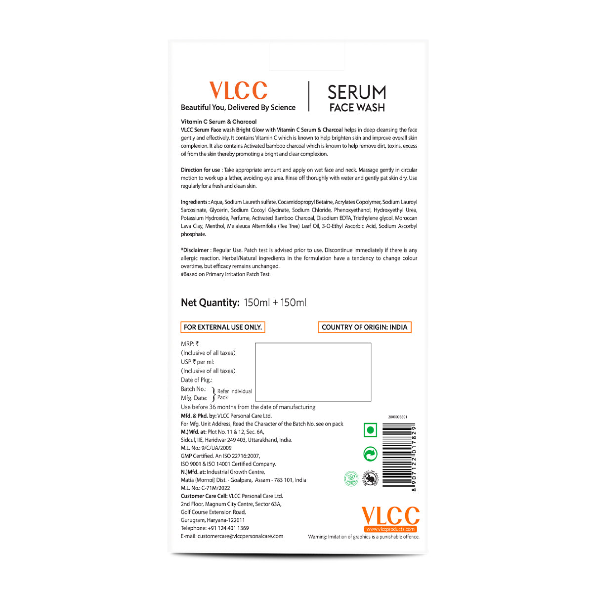 VLCC Bright Glow Serum Face Wash with Vitamin C Serum and Charcoal - 300ml - B1G1 - Image 9 - Buy from Indicrest