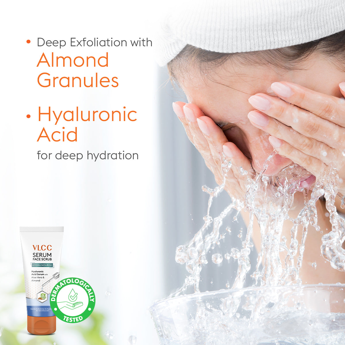 VLCC Hydra Nourish Scrub with Hyaluronic Acid Serum - 150g - Aloe Vera and Almond - Image 3 - Buy from Indicrest