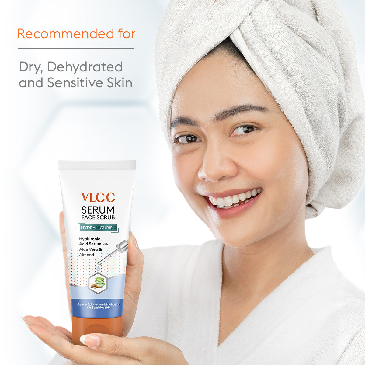 VLCC Hydra Nourish Scrub with Hyaluronic Acid Serum - 150g - Aloe Vera and Almond - Image 4 - Buy from Indicrest