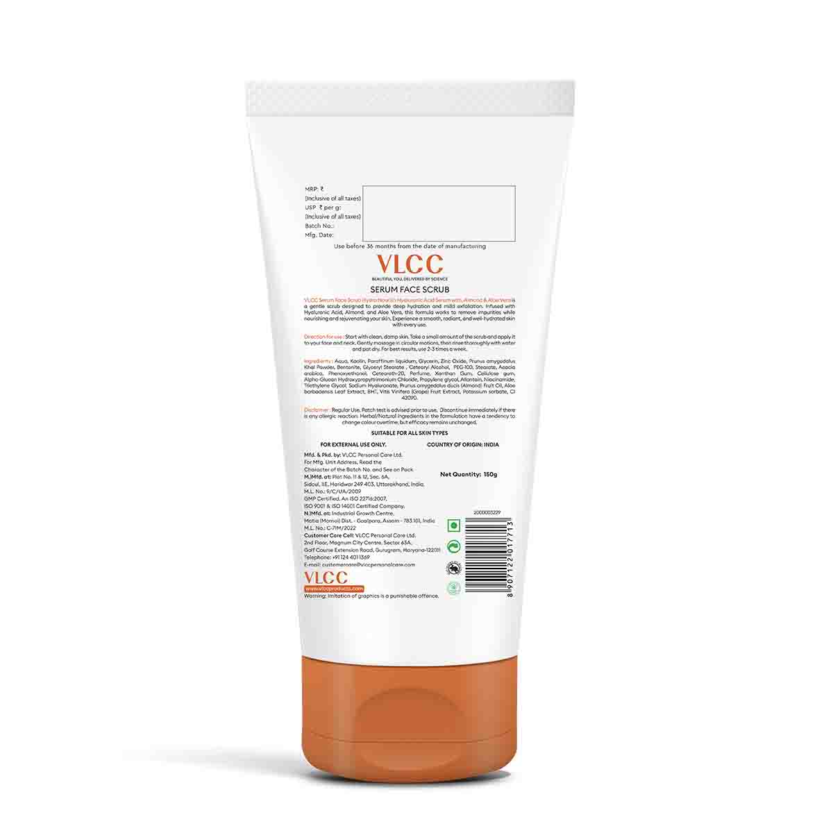 VLCC Hydra Nourish Scrub with Hyaluronic Acid Serum - 150g - Aloe Vera and Almond - Image 9 - Buy from Indicrest