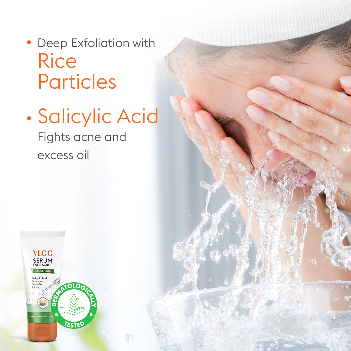 VLCC Oil Defense Scrub with Salicylic Acid Serum - 150g - Green Tea and Rice - Image 3 - Buy from Indicrest
