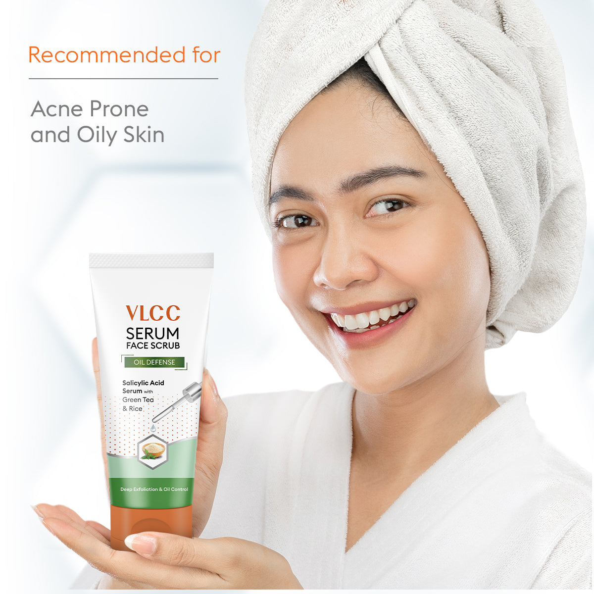 VLCC Oil Defense Scrub with Salicylic Acid Serum - 150g - Green Tea and Rice - Image 4 - Buy from Indicrest