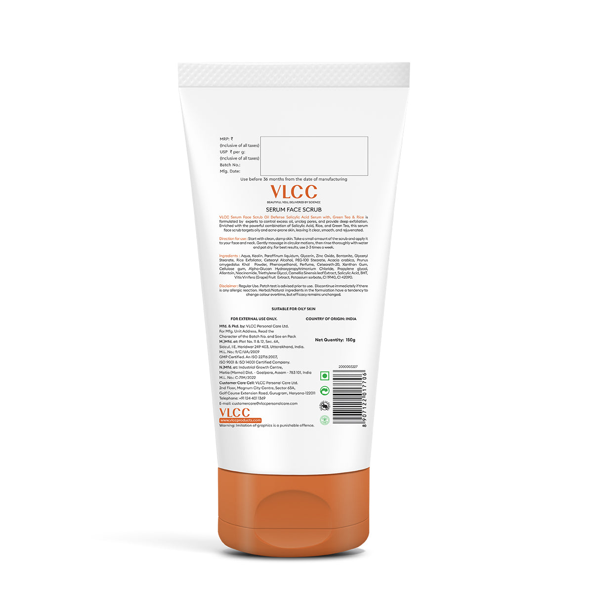 VLCC Oil Defense Scrub with Salicylic Acid Serum - 150g - Green Tea and Rice - Image 8 - Buy from Indicrest