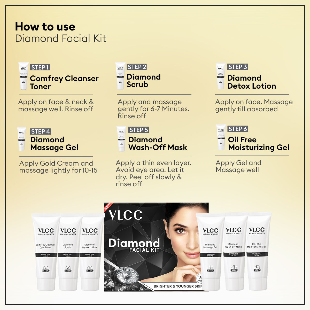 VLCC Salon At Home Combo - Diamond Facial Kit, Diamond Bleach, Manicure and Pedicure Kit - Image 5 - Buy from Indicrest