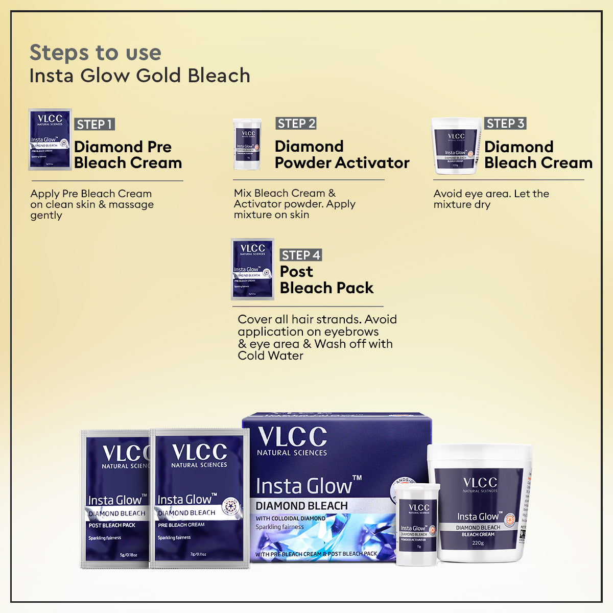 VLCC Salon At Home Combo - Diamond Facial Kit, Diamond Bleach, Manicure and Pedicure Kit - Image 6 - Buy from Indicrest
