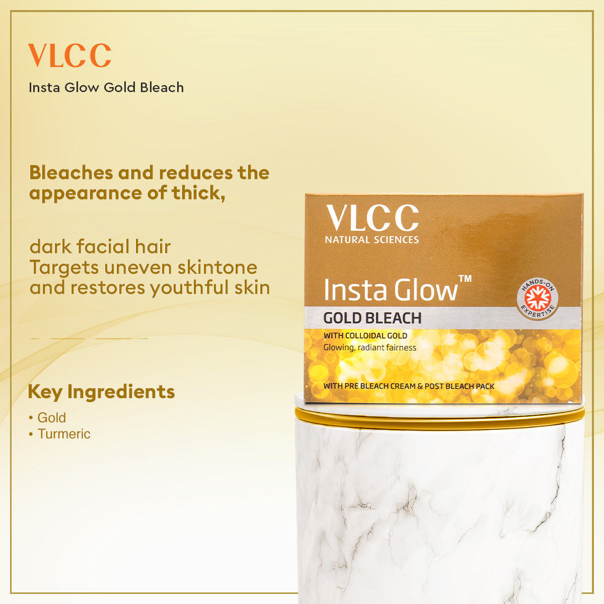 VLCC Salon At Home Combo - Gold Facial Kit and Insta Glow Gold Bleach for Skin Brightening - Image 3 - Buy from Indicrest