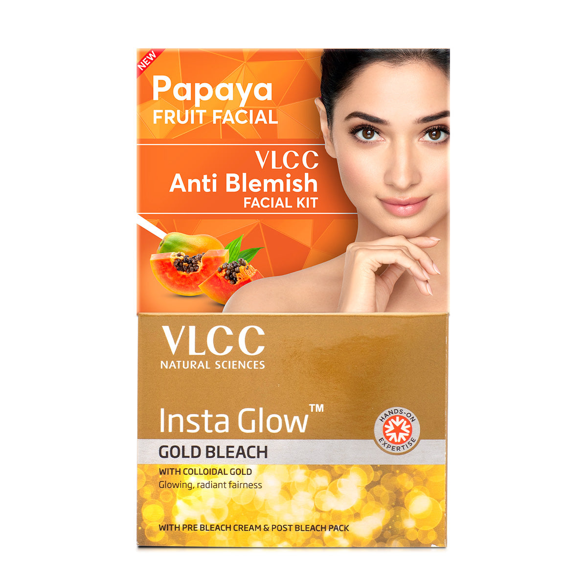 VLCC Salon At Home Combo - Papaya Fruit Facial Kit and Gold Bleach - Buy from Indicrest