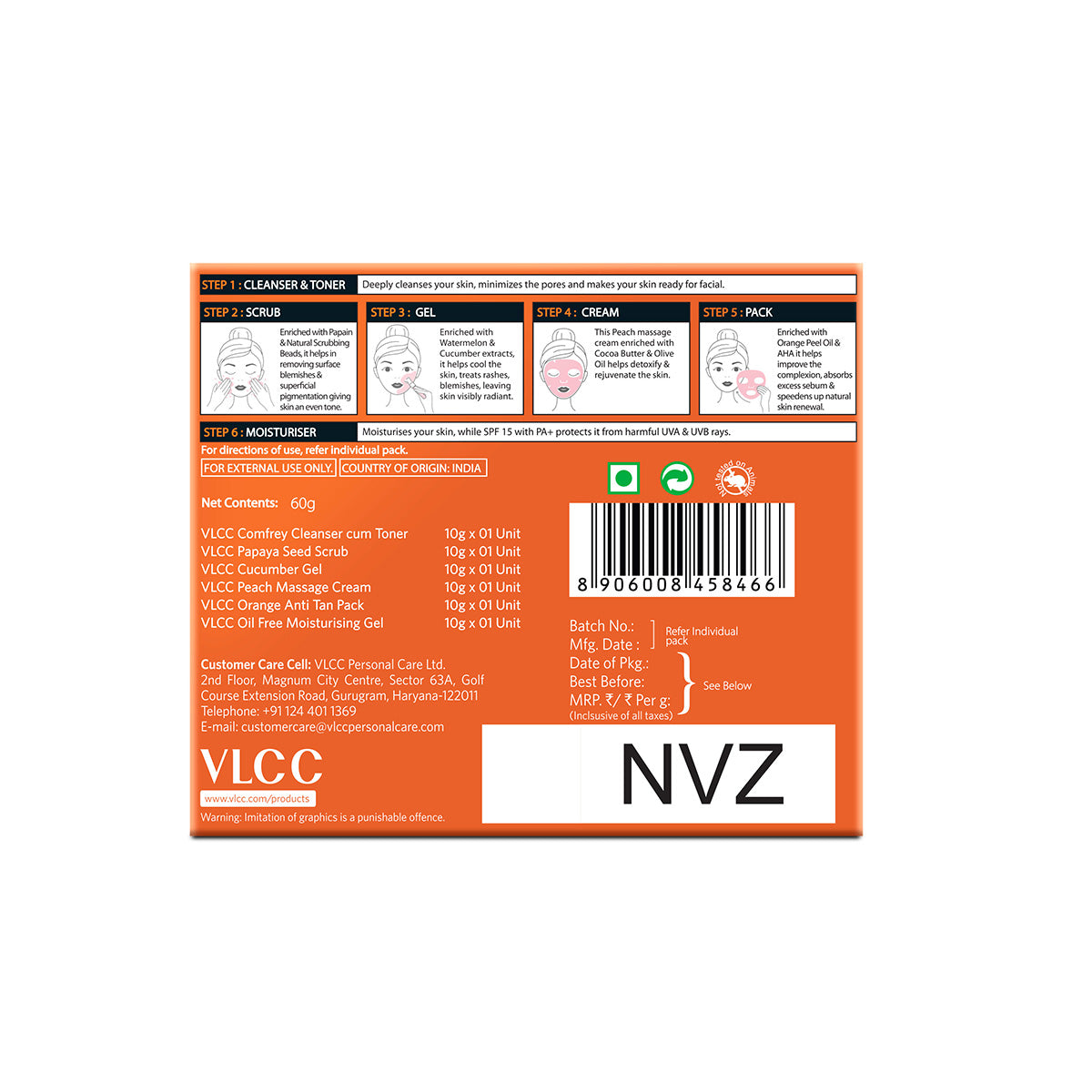 VLCC Salon At Home Combo - Papaya Fruit Facial Kit and Gold Bleach - Image 6 - Buy from Indicrest