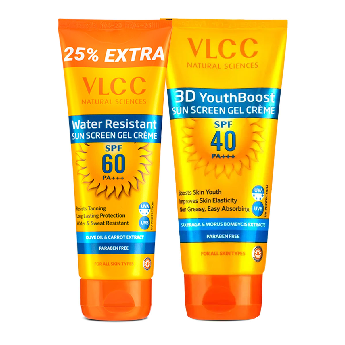 VLCC Water Resistant SPF 60 PA+++ and 3D Youth Boost SPF40 +++ Sunscreen - Buy from Indicrest