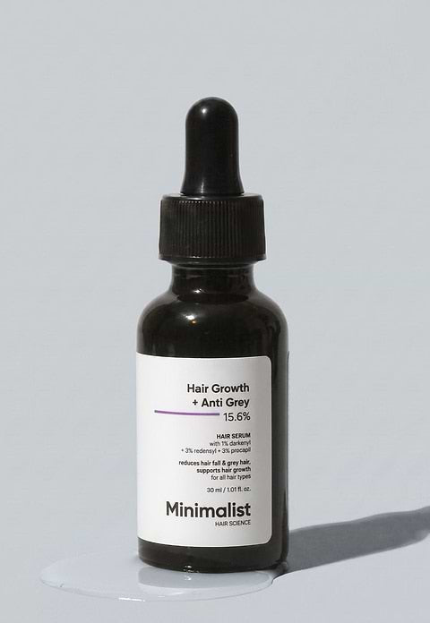 Minimalist Hair Growth + Anti-Grey 15.6% Hair Serum For Reduces Hair Fall &amp; grey hair,  Promotes Hair Growth, 30ml - Buy from Indicrest