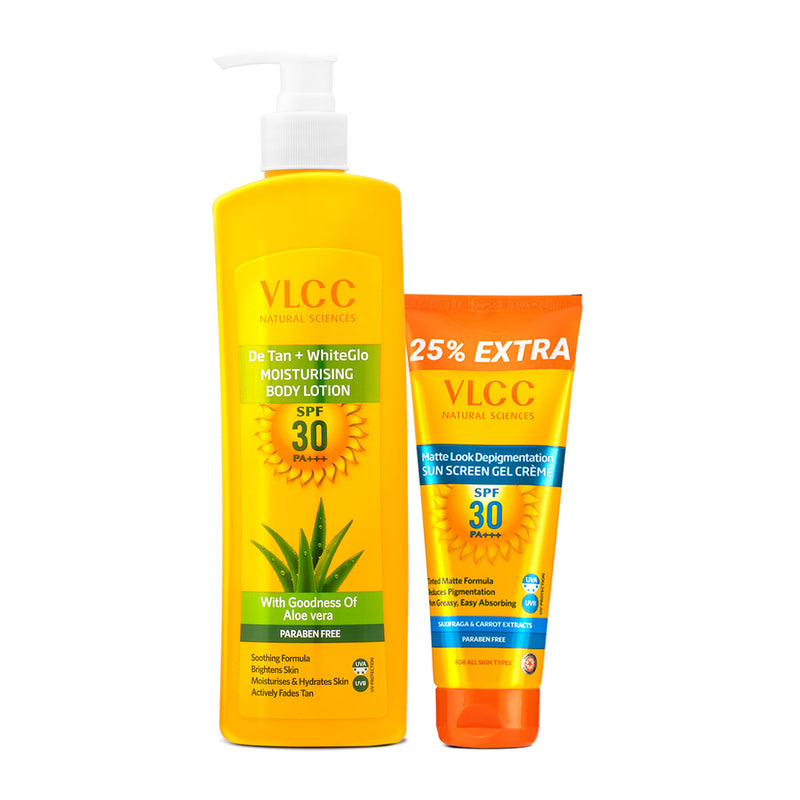 VLCC De Tan Plus White Glow Moisturising Body Lotion and Matte Look SPF 30 PA ++ Sunscreen - Buy from Indicrest