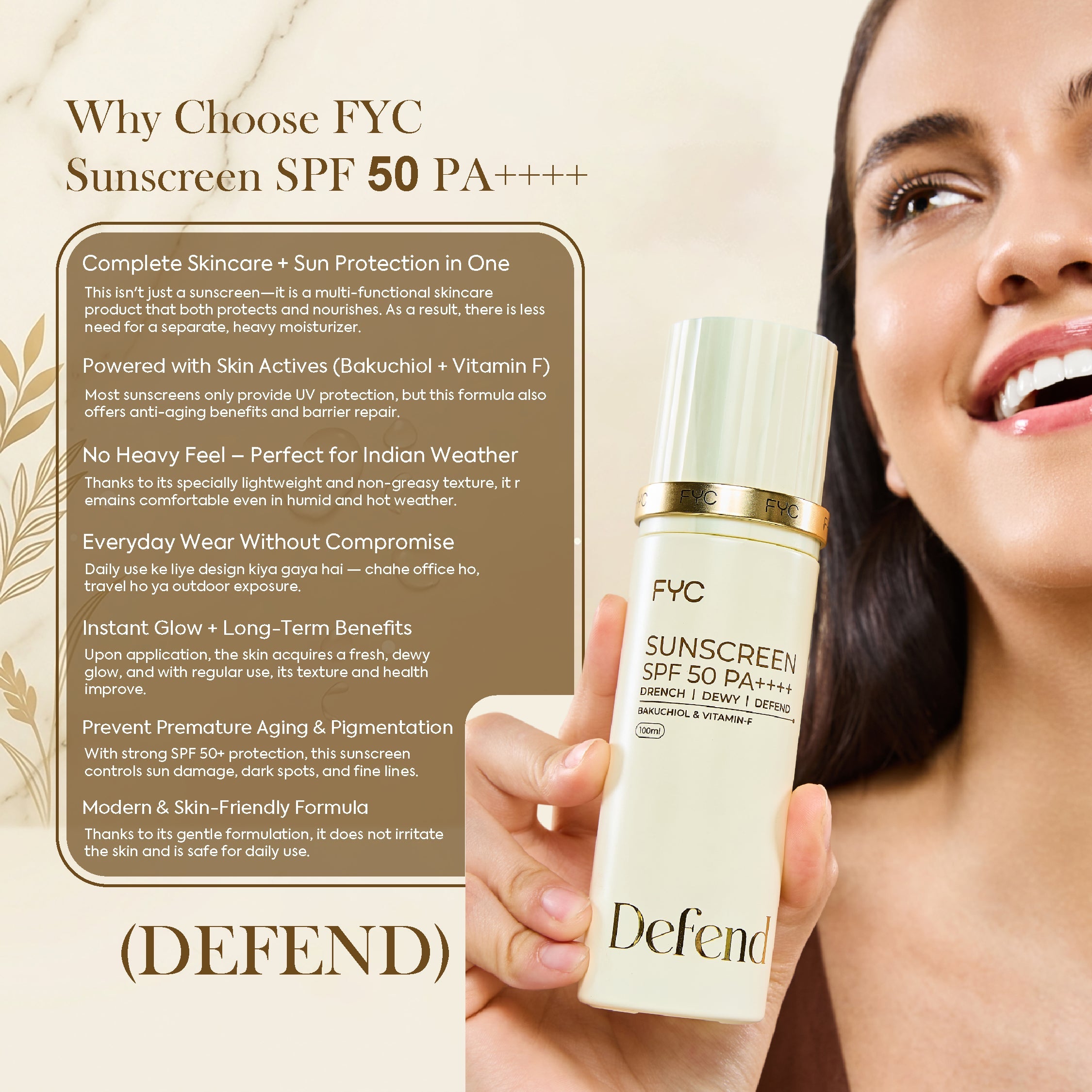 fyc-professional-sunscreen-spf-50-pa-100ml-lightweight-broad-spectrum-protection - Image 5 - Buy from Indicrest