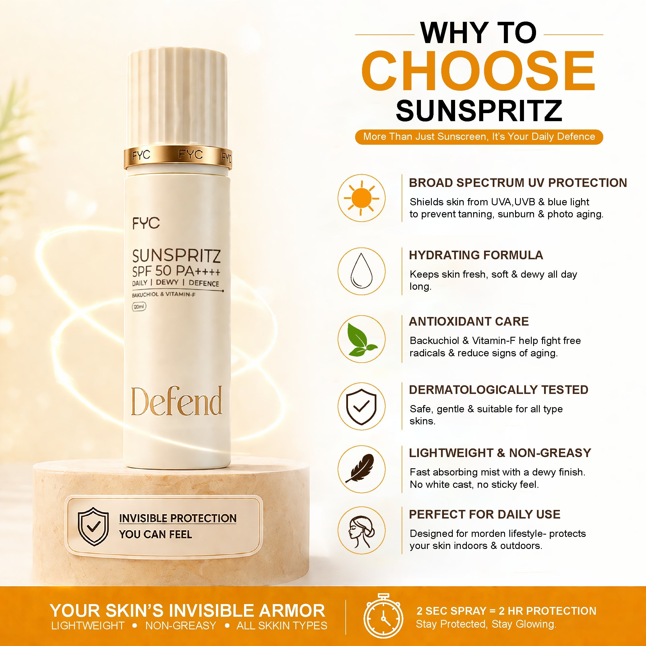 fyc-professional-sunspritz-spf-50-pa-120ml-lightweight-sunscreen-spray - Image 5 - Buy from Indicrest