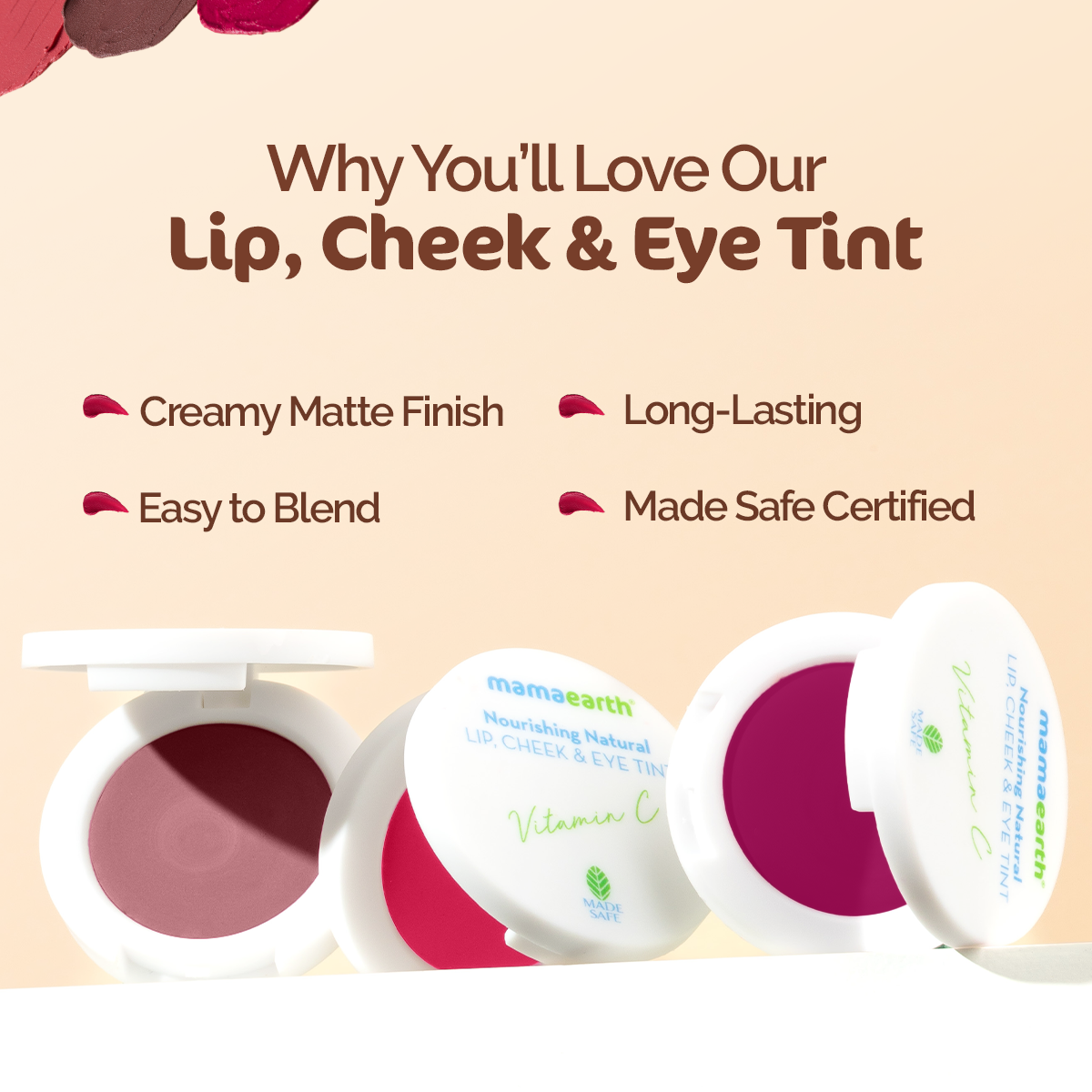 Mamaearth Nourishing Natural Lip Cheek & Eye Tint with Vitamin C & Rose, Rose Pink, 4 g - Image 5 - Buy from Indicrest