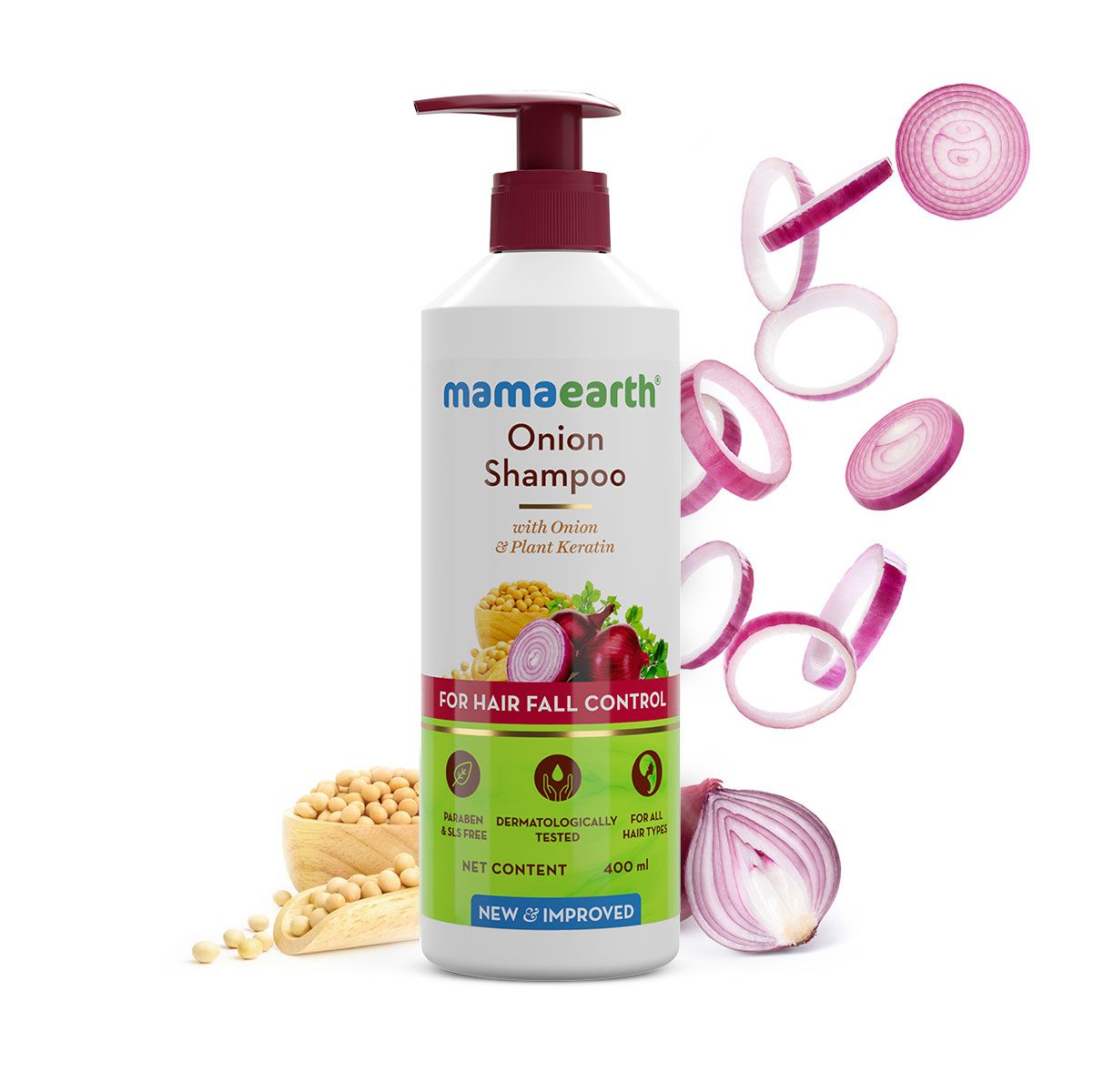 Mamaearth Onion Shampoo with Onion & Plant Keratin for Hair Fall Control, 400ml - Buy from Indicrest