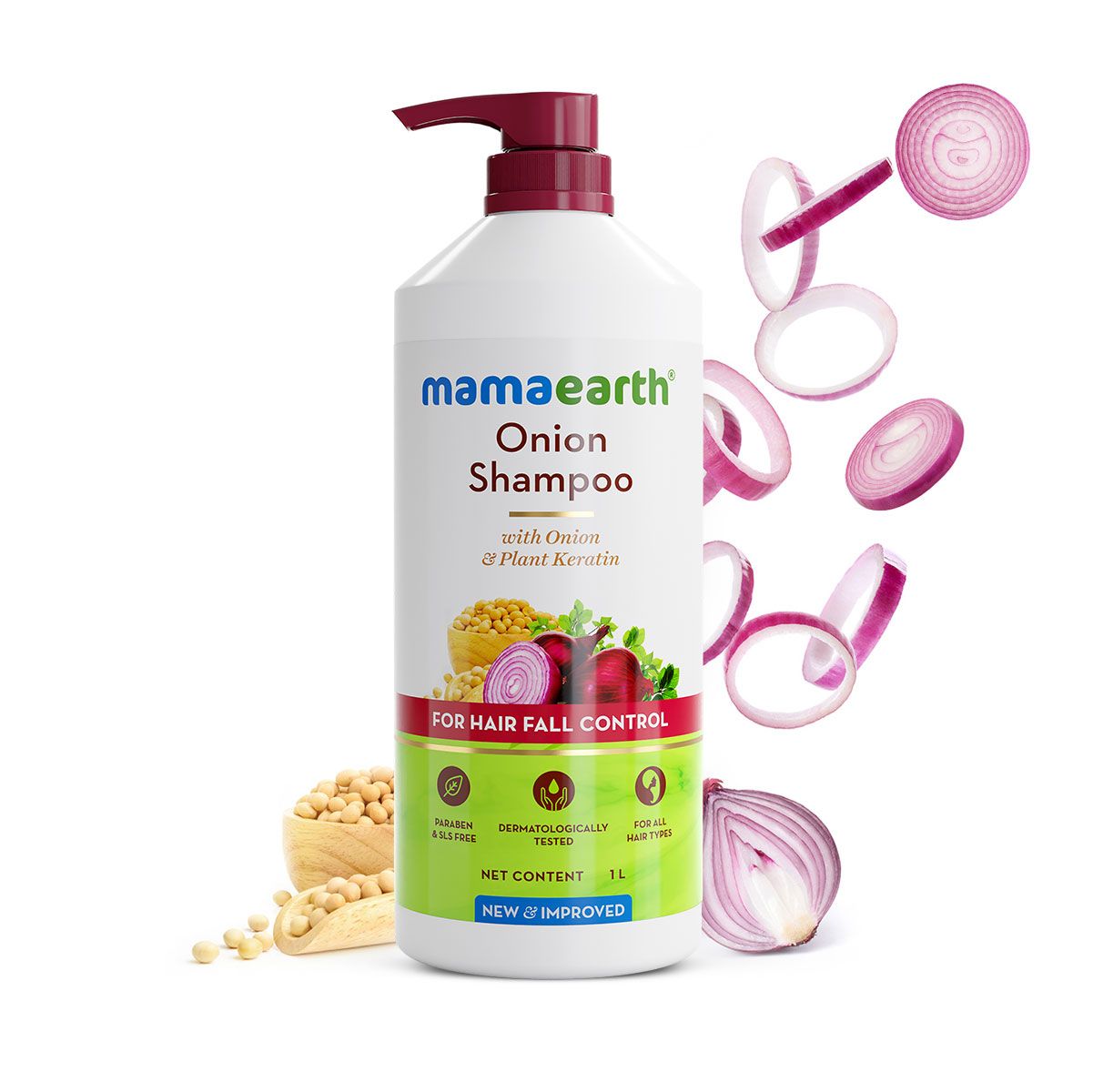 Mamaearth Onion Shampoo for Hair Growth and Hair Fall Control with Onion and Plant Keratin, 1000ml - Image 2 - Buy from Indicrest