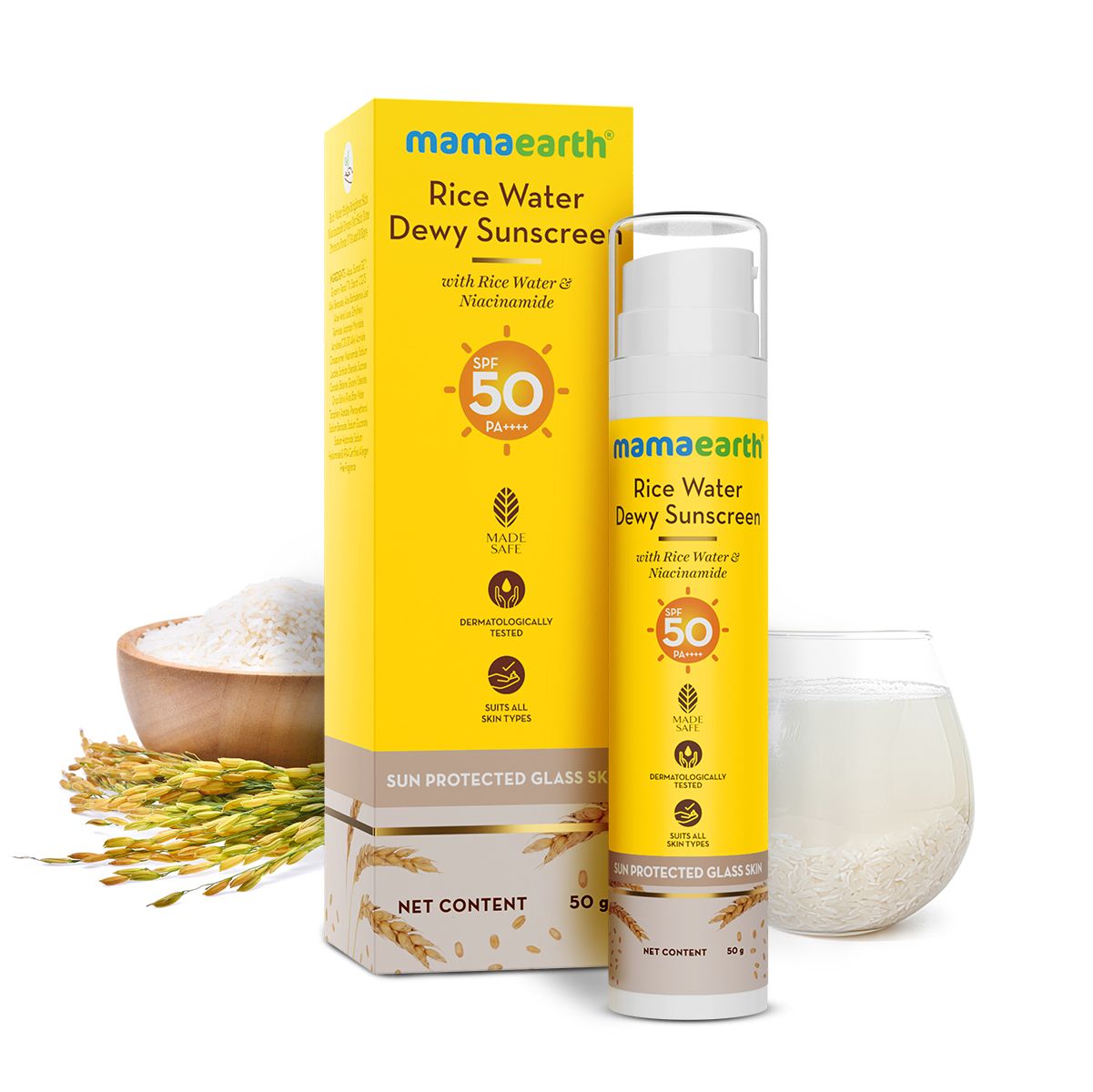 Mamaearth Rice Water Dewy Sunscreen with SPF 50 & PA++++ 50g - Buy from Indicrest