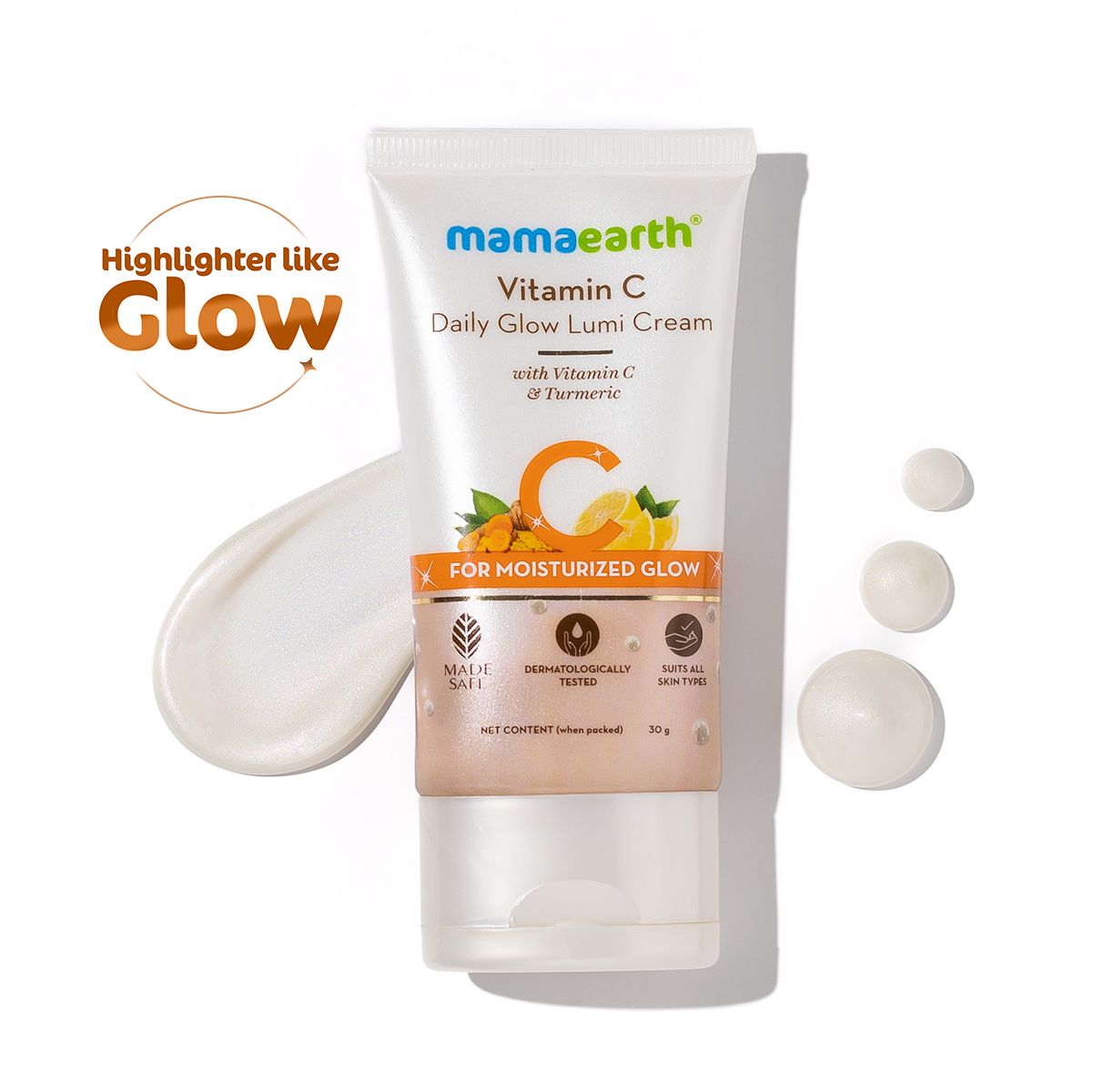 Mamaearth Vitamin C Daily Glow Lumi Cream with Vitamin C & Turmeric for Highlighter Like Glow, 30g - Image 3 - Buy from Indicrest